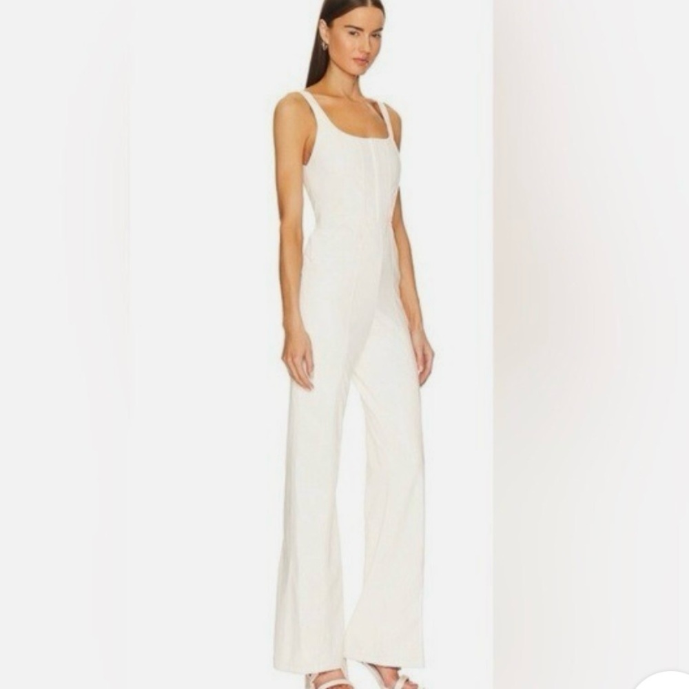 Alice + Olivia Chels Faux Leather Jumpsuit in Ecru - Picture 2 of 2